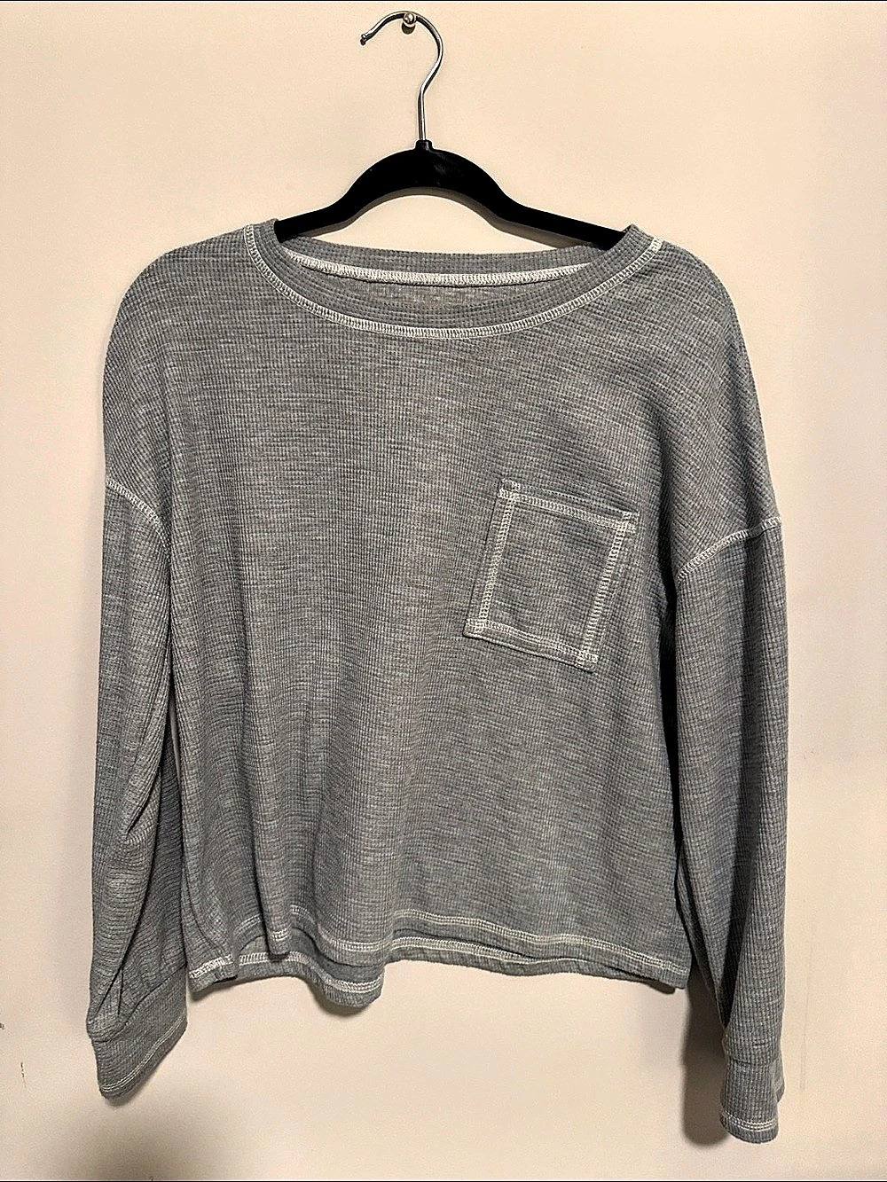 Gray waffle Long Sleeve with Pocket size M